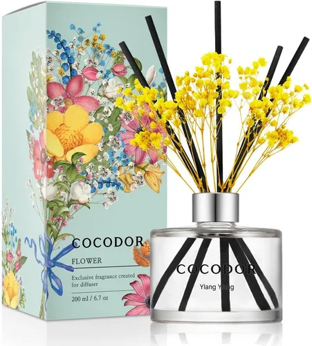 Vista 19 de COCODOR - Juego de difusor de varillas de junco, 3.4 onzas, difusor de aroma de brisa de abril con varillas, fragancia para el hogar, decoración
