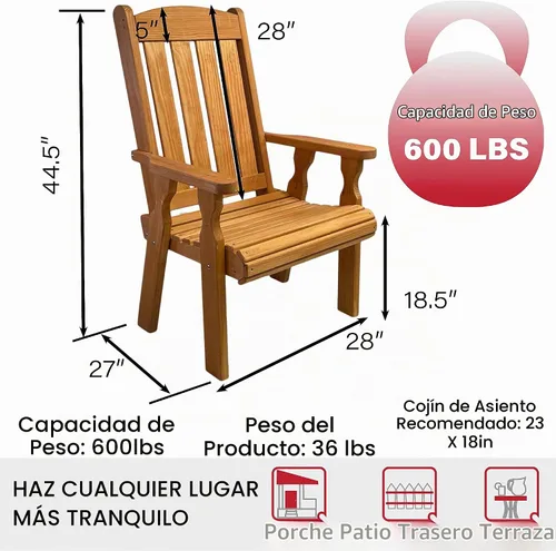 Vista 2 de Amish Casual Silla de patio tratada con misión de respaldo alto de 600 libras (mancha de cedro)