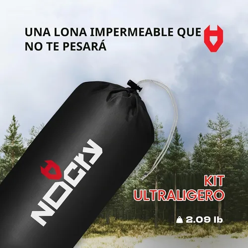 Vista 7 de Rain Fly EVOLUTION - Cubierta impermeable para hamaca o para tienda de campaña o acampada de 12 x 10 o 10 x 10, con brazalete de supervivencia