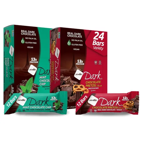 Vista 15 de NuGo Dark, caja variada de muestra, barra de proteínas veganas de 0.47-0.31 onzas, sin gluten, 12 CT