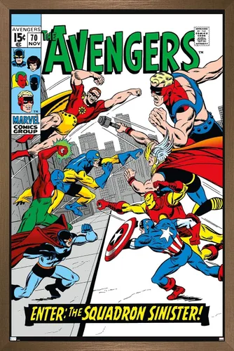 Vista 16 de Trends International Marvel Comics Avengers #70 - Póster de pared, 22.4 pulgadas de largo x 14.7 pulgadas, versión enmarcada en madera de granero