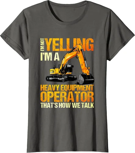 Vista 8 de Camiseta de la retroexcavadora de la construcción del operador del equipo pesado Asphalt Grey