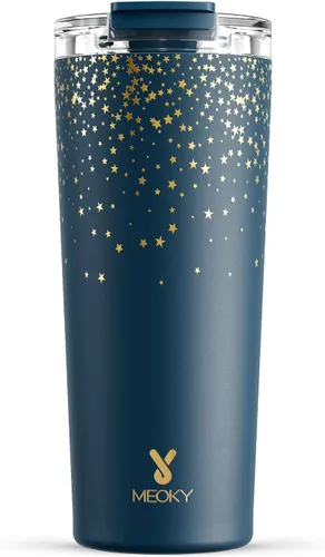 Vista 25 de Meoky - Taza de café de viaje aislada de 24 onzas: tapa a prueba de fugas, polvo de estrellas de ciruela