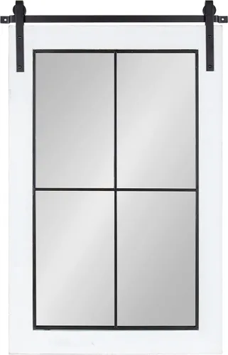 Vista 6 de Kate and Laurel Cates Farmhouse - Espejo de pared para ventana, 22 x 37, blanco, sofisticado espejo de panel de 4 paneles para pared