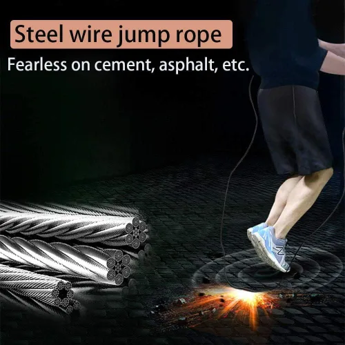 Vista 3 de Cuerda de saltar sin enredos con rodamientos de bolas, cable de cuerda de salto de velocidad rápida y asas de espuma viscoelástica de 6 pulgadas