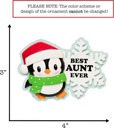 Vista 4 de Adorno navideño personalizado de tía 2026 Decoración personalizada de pingüino para árbol de Navidad Regalo de recuerdo único para la tía tía #1