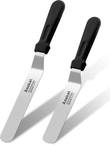 Vista 8 de Anaeat Espátula de glaseado, espátula profesional para tartas angulada y desplazada con hoja de acero inoxidable de 10 pulgadas - Cuchillo de Hoja