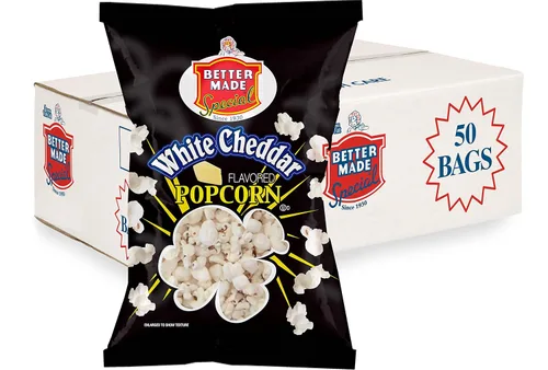 Vista 6 de Better Made Palomitas de maíz con sabor a queso especial, caja de 50 bolsas de 0.625 onzas (queso cheddar)