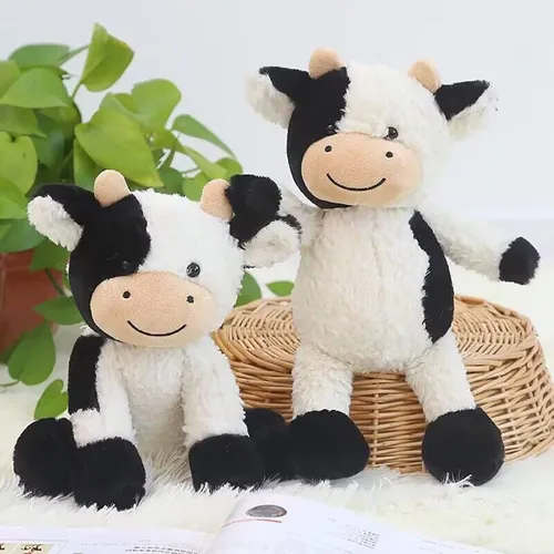 Vista 5 de YUKOUQIAN Peluche de vaca de 11.8 pulgadas para niñas y niños de Navidad (vaca sentada de 11.8 pulgadas)