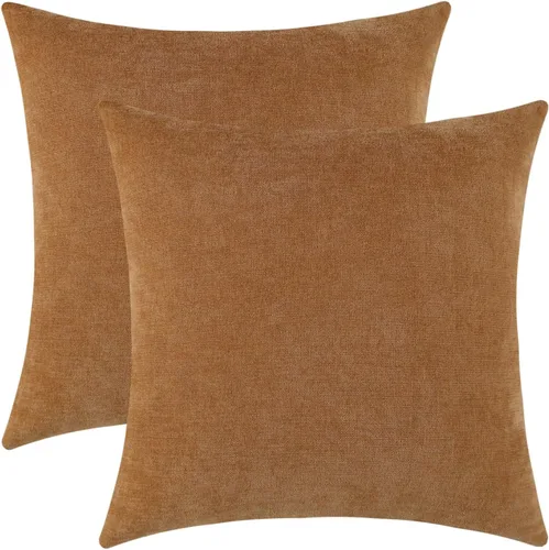 Vista 22 de Jeneoo - Fundas de almohada decorativas rojas brillantes de chenilla suave, fundas de cojín cómodas y sólidas para sofá de sala de estar
