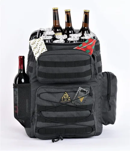 Vista 6 de Mochila enfriadora, táctica, aislada. Resistente, extra grande, a prueba de fugas para senderismo, camping, playa. Bono, herramienta multiusos