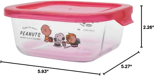 Vista 3 de Ken Onishi PK-1810 PEANUTS - Recipiente de vidrio color rojo