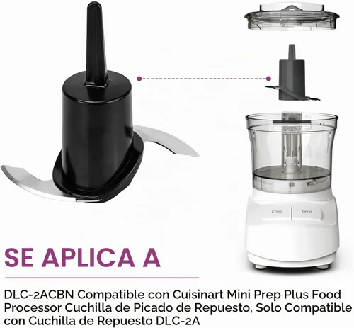Vista 2 de DLC-2ACBN - Cuchilla de repuesto para procesador de alimentos Cuisinart Mini Prep Plus, solo compatible con cuchilla de repuesto DLC-2A, compatible