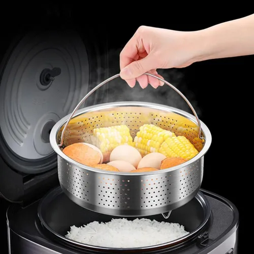 Vista 2 de UPKOCH Cesta de vapor de acero inoxidable para verduras, cesta para cocinar al vapor, inserto de cocina al vapor con asa para verduras, pescados