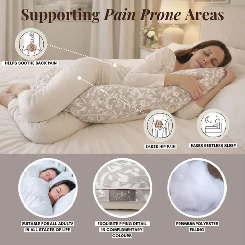 Vista 4 de BellaMoon - Almohada de embarazo en forma de C para dormir (55 pulgadas) Almohada corporal de maternidad con funda refrescante de soporte suave