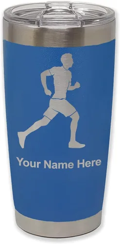 Vista 24 de LaserGram Personalized 20oz Tumbler, Running Man (Black)