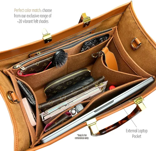 Vista 5 de Sunshine Tote Organizer Insert, Sunshine Shopper Medium Insert, Mini Sunshine Large Organizer, Handmade 3mm Premium Felt Snug Sturdy Gold Zipper