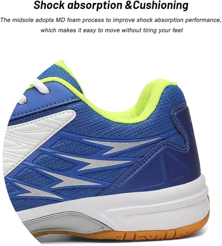 Vista 2 de Maylrvjv Zapatos de bádminton para hombre, ligeros, resistentes al desgaste, para entrenamiento de cancha, raqueta, squash, tenis atléticos