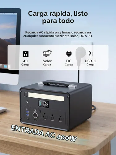 Vista 6 de Portable Power Station 1000W 1008Wh LiFePO4 140W USB-C 3AC 8Port Gray