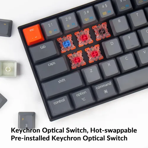 Vista 4 de Keychron K12 - Teclado mecánico inalámbrico Bluetooth intercambiable en caliente con interruptor de plátano óptico 61 teclas compacto