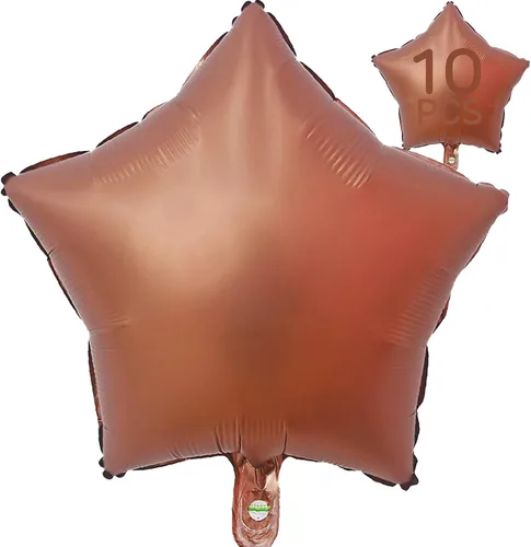 Vista 4 de Globos de estrella beige de 18 pulgadas, 10 globos de Mylar de forma estrella beige con revestimiento metálico de helio para decoraciones de fiesta
