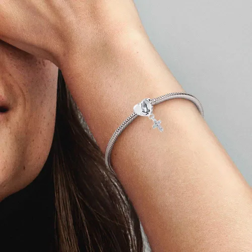 Vista 2 de Abalorio colgante religioso con dije de cruz con Dios, todas las cosas son posibles, se adapta a pulseras Pandora