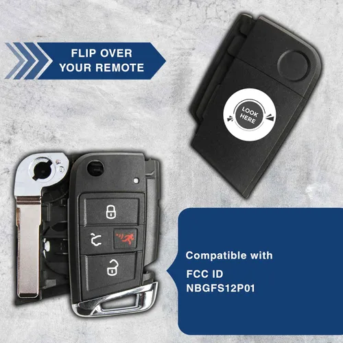 Vista 5 de Carcasa de funda para llave remota sin llave para VW Volkswagen (NBGFS12P01)