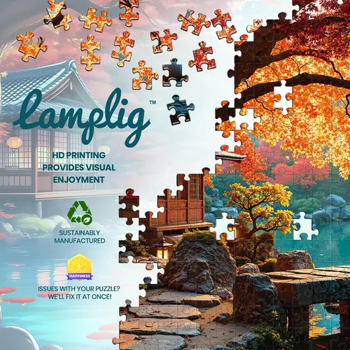 Vista 9 de Rompecabezas para adultos 1000 piezas de paisaje japonés otoño lago
