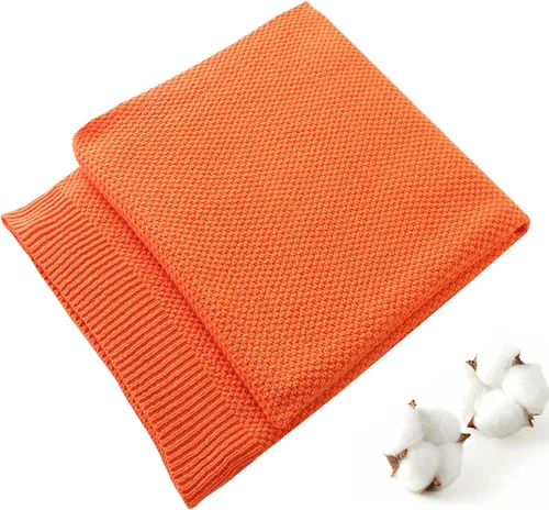 Vista 9 de Treely manta de punto de 100 % algodón, para sofá, silla, cama, decoración del hogar, manta de punto decorativa, suave y acogedora, 50 x 60 Marrón