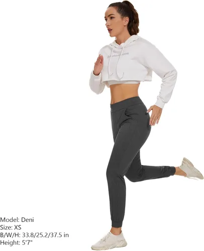 Vista 7 de Lightbare Pantalones deportivos con forro polar para mujer, elásticos, resistentes al agua, con bolsillos para el invierno atlético