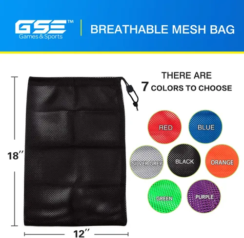Vista 3 de GSE Games & Sports Expert Bolsa de malla con cordón para béisbol, pelotas de pickleball, pelotas de golf, gimnasio, equipo de natación, lavandería
