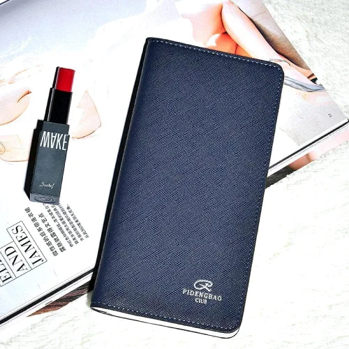 Vista 2 de NCKPRO Korean Style Men's Wallet Long Style Snap Button Wallet Ultra-Thin Toothpick Pattern Fashion Student Wallet Purse (Color Black)