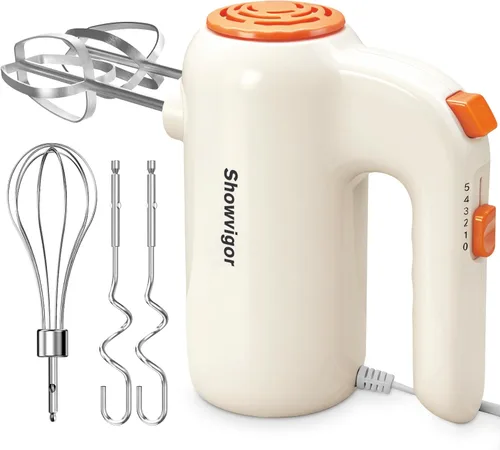 Vista 10 de Mezclador de mano eléctrico de mano – Mezclador de cocina portátil de 7 velocidades eléctrico con 5 accesorios de acero inoxidable, batidor