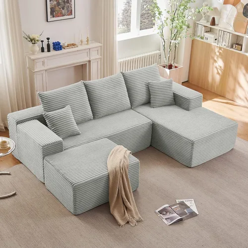 Vista 79 de Lakifun Sofá en Forma de L de 107" con Otomana, Seccional Modular Moderno Sofá Cómodo en Forma de U Nube, Asiento Profundo, Chaise Longue Cama