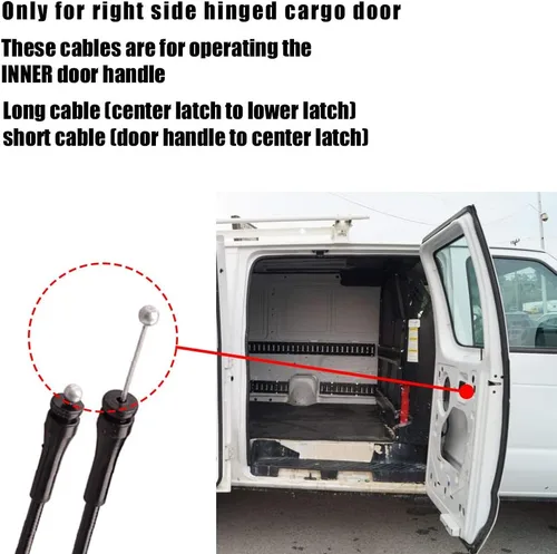 Vista 2 de Cable de liberación de pestillo de puerta lateral compatible con Ford E150 E250 E350 E450 E550 van Super Duty 1992-2014 Cable de repuesto