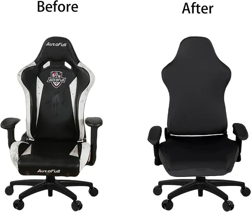 Vista 5 de SARAFLORA - Fundas elásticas para silla de computadora para sillón, silla giratoria, silla de juego, silla de computadora (negro, extragrande)