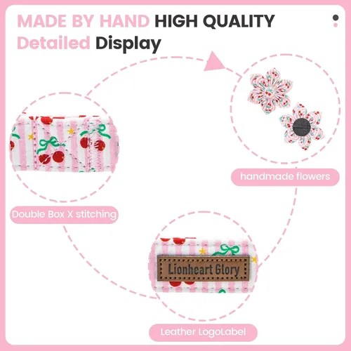 Vista 108 de Collar de perro Lionheart Glory, collar de perro rosa con flor, lindo collar para mascotas con patrón floral ajustable para perros pequeños Rosado