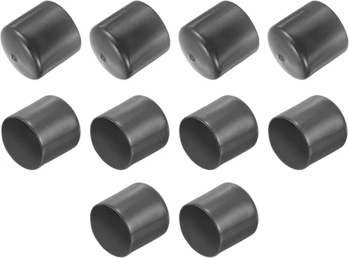 Vista 235 de uxcell 10 tapas de goma para extremos de 0.591 in de identificación, tapa de extremo redondo, protectores de rosca de tornillo, color negro