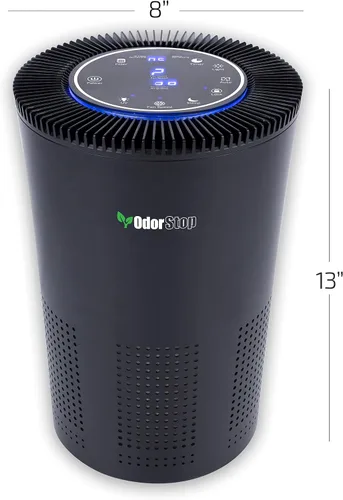 Vista 2 de OdorStop Purificador de aire HEPA OSAP5 para áreas de hasta 1000 pies cuadrados con filtro HEPA H13, negro, paquete de 4