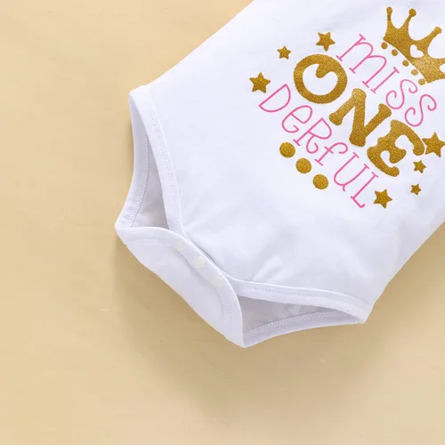 Vista 5 de Conjunto de ropa para bebé niña de primer cumpleaños con falda tutú con diadema
