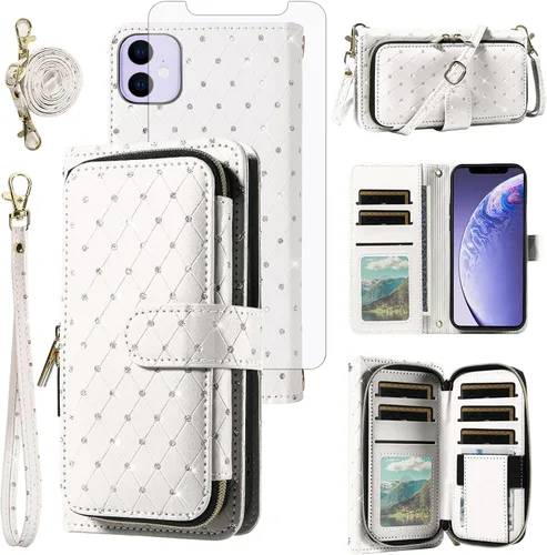Vista 168 de Funda para teléfono iPhone 6 6S con cremallera y protector de pantalla con protector de pantalla, correa de cordón cruzado, ranura para iPhone 6 Six