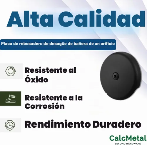 Vista 4 de Placa de desagüe de bañera de un solo orificio con tornillos a juego, fácil de instalar, negro mate