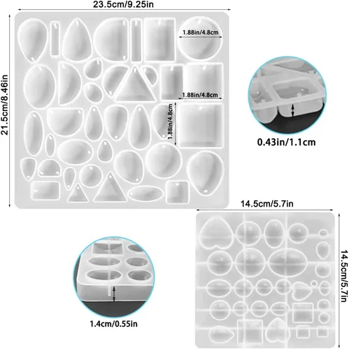 Vista 5 de Paquete de 2 moldes de resina para joyería, moldes de joyería findTop para fundición de resina, moldes de silicona para resina epoxi para colgantes