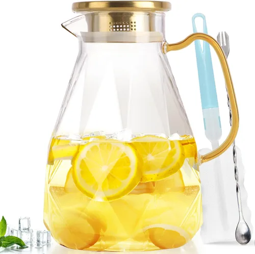 Vista 13 de Jarra de vidrio, jarra de agua de 74.4 oz con tapa