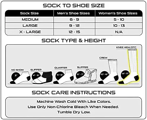Vista 3 de Calcetines de trabajo por encima de la pantorrilla para hombres y mujeres 9-11, 10-13, 13-15, calcetines acolchados altos para botas que absorben