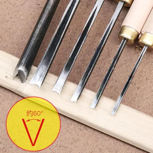 Vista 3 de 0.0-0.3 in V Tipo Exposición Triángulo Cincel de carpintería Cinceles Mano Madera Tallar Cuchillos PARA Tallar Herramientas en Blanco (1 unid) 0.079