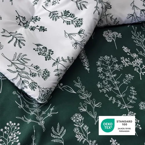 Vista 5 de Bedsure - Juego de edredón floral lindo, juego de ropa de cama tamaño Queen 03 - Verde oscuro