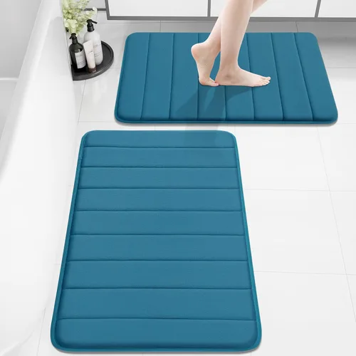 Vista 60 de Buganda Juego de 2 alfombras y tapetes de baño de espuma viscoelástica, lavables a máquina, suaves, antideslizantes, absorbentes, para baño, ducha