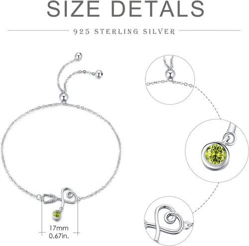Vista 3 de Palpitate Pulsera de plata de ley 925 para mujer y niña, piedra natal, estetoscopio, regalo para estudiantes de enfermería, graduación, cumpleaños