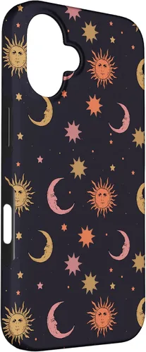 Vista 3 de Funda para iPhone 16 Whimsigoth Aesthetic Hippie Celestial Vintage Half Moon Sun